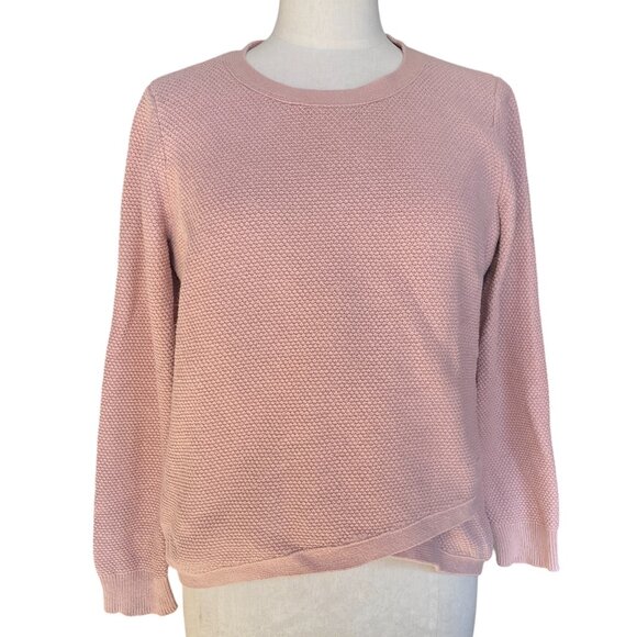 Madewell Feature Textured Waffle Knit Faux-Wrap Sweater Dusty Pink Soft GIrl-L - Picture 1 of 11